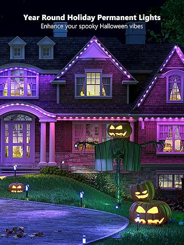 Miniatura 7 de Brizled Luces permanentes RGB para exteriores de 150 pies con 90 LED RGB para decoración de patio y garaje