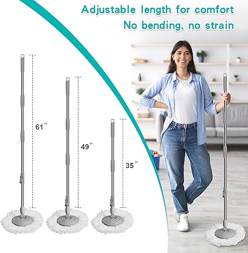 Miniatura 4 de Trapeador y cubo de generación 1 mejorados 2025 con ruedas giratorias de 360 para un fácil rodamiento, separación de agua limpia y sucia, escurridor