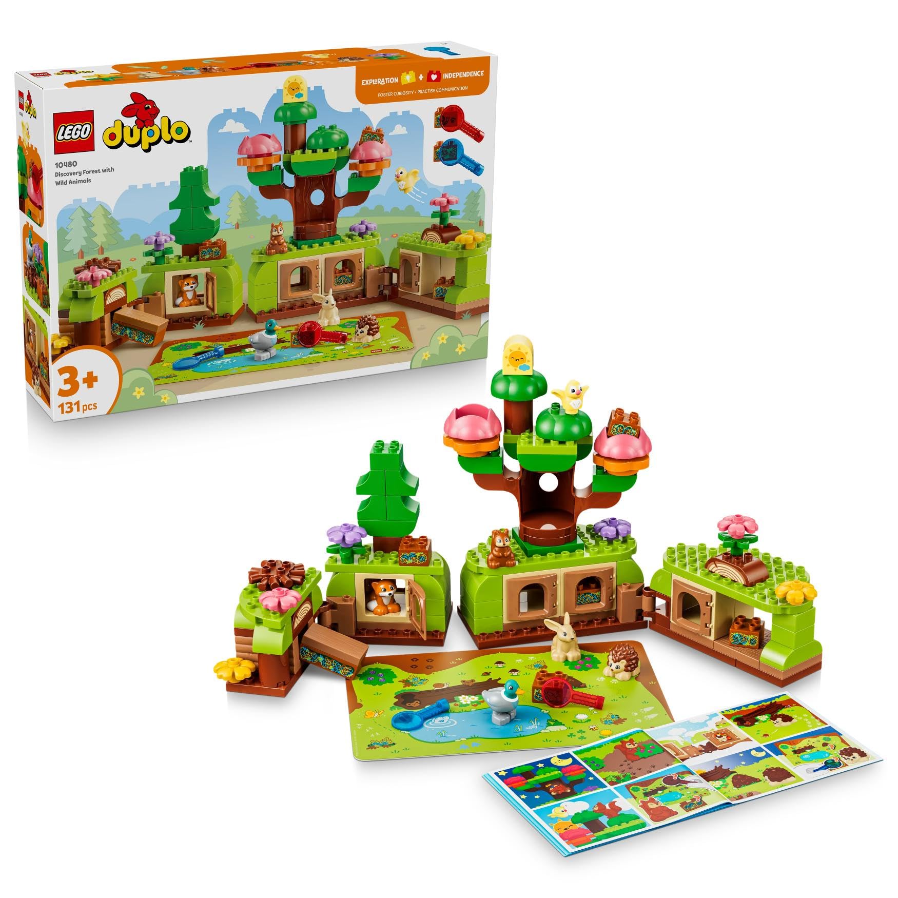 LEGO Duplo Découverte de la Forêt avec des Animaux Sauvages - Jeu Éducatif pour Tout-Petits - Jouet Montessori - Figurines d'animaux, Arbres & Tapis de Jeu - Cadeau pour Fille ou Garçon 3 Ans 10480