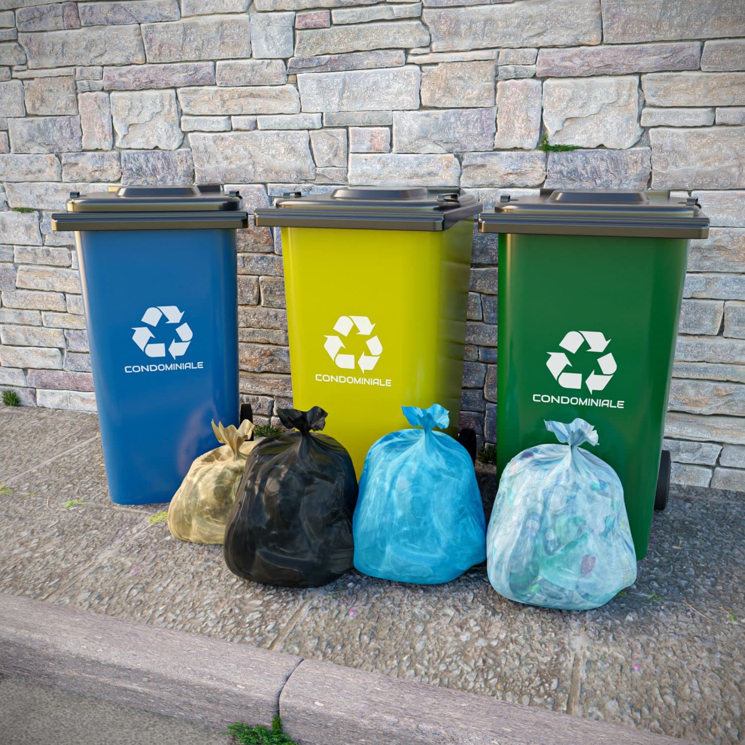 Plasticplace 55-60 Gallon Trash Bags, T55125BK 1.2 Mil