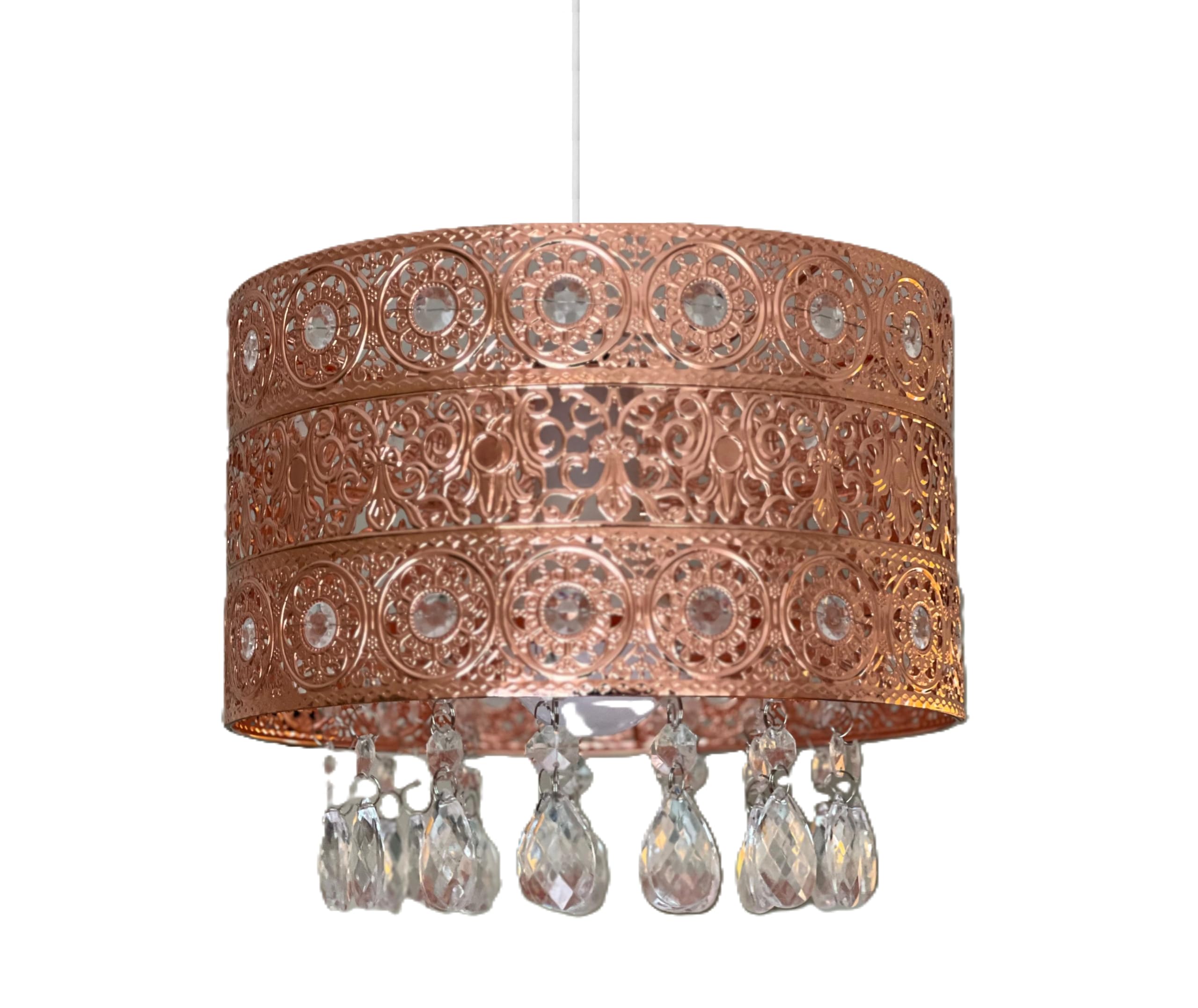 HOMION Moroccan Style Light Shade Acrylic | Chandelier | Ceiling Light Shade | Lamp Shade | Hanging Crystal | Moda Lights for Living Room | Bedroom | Kitchen (Copper)