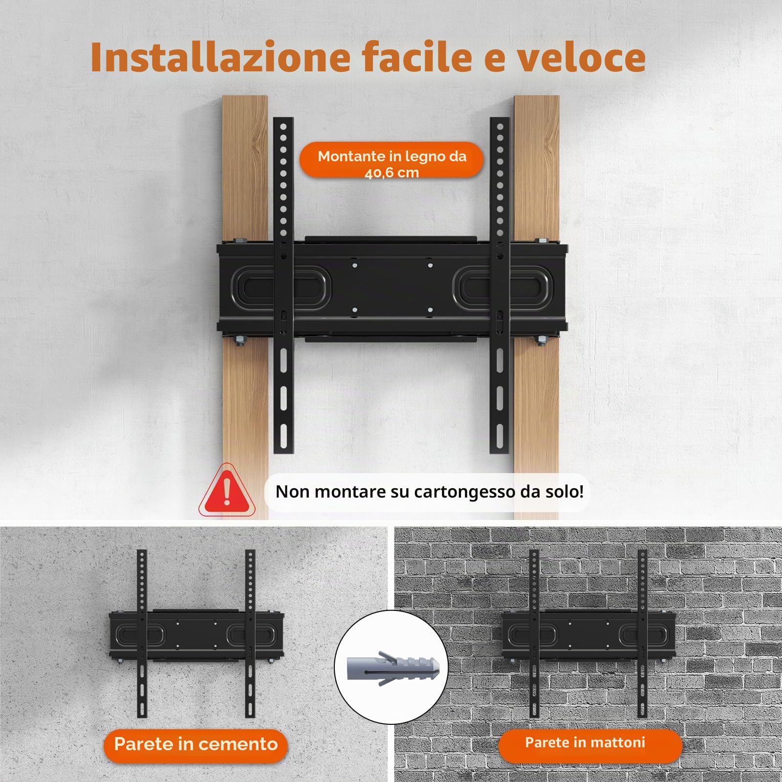 PUTORSEN Supporto TV Parete Girevole Inclinabile Staffa per Molti Televisori da 32-70 Pollici(81-178 cm), Fino a 50 kg, Max. VESA 400x400mm, con livella a bolla e 4 Fascette