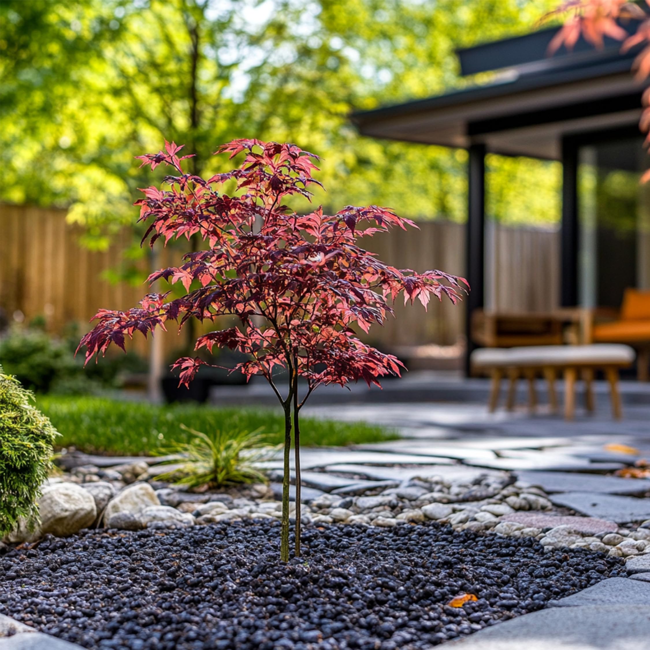 Plant in a Box - Arce japonés - Acer palmatum 'Atropurpureum' - Altura 25-40cm - Tamaño de la maceta 10,5cm - árbol - rojo