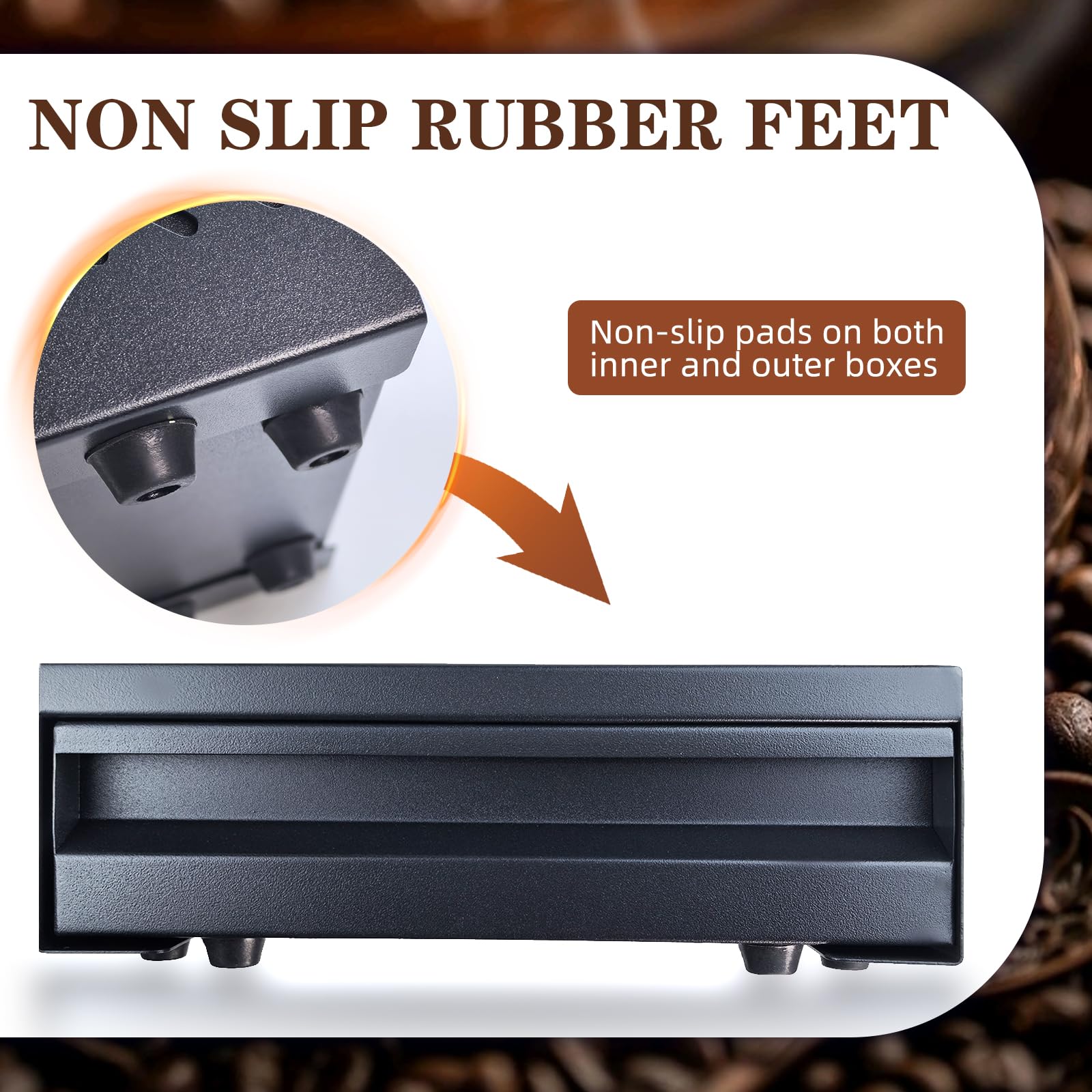 Kaffee Klopf Box Behälter, Edelstahl Kaffee Abklopfbehälter Sudschublade mit Klopf-Stick, Verdickter Espresso Satz Behälter für Zuhause/Büro/Restaurant (Schwarz)