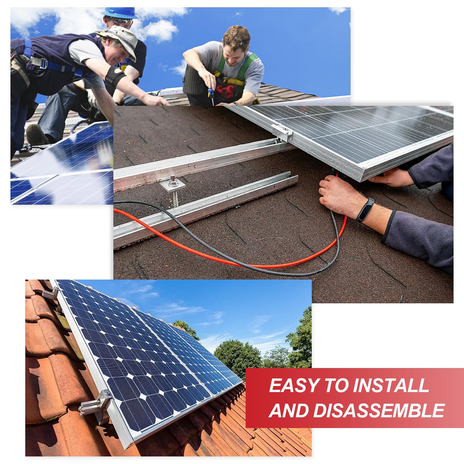 Câble de raccordement professionnel Rallonge (6mm²/4mm²),Câble solaire, y compris fiche solaire montée des deux côtés, lignes rouges et noires (4mm²-5m)