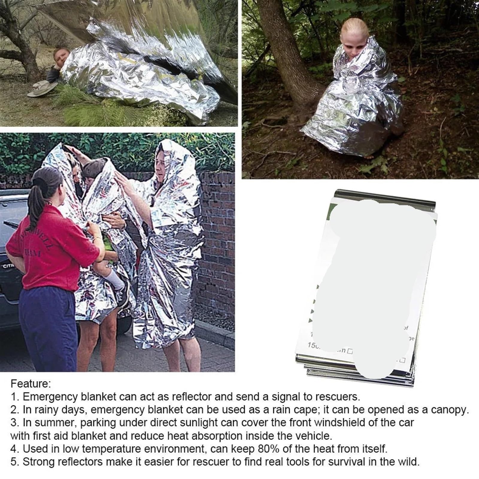 Manta térmica de Emergencia for Exteriores, Calentador de Cuerpo, Manta de Aluminio, Primeros Auxilios, Camping, Senderismo, Viaje, 1-30 Uds.(160X210cm 20PCS A)