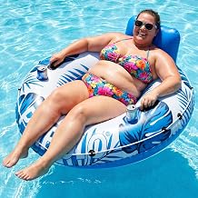 Pool Float, 56" Inflatable River Tube, Heavy Duty River Float | 500 lbs, Backrest & 2 Cup Holders, Durable Grab Handles, Large Size, Heavy Duty with Mesh Bottom,Adult Float for Pool & Lake