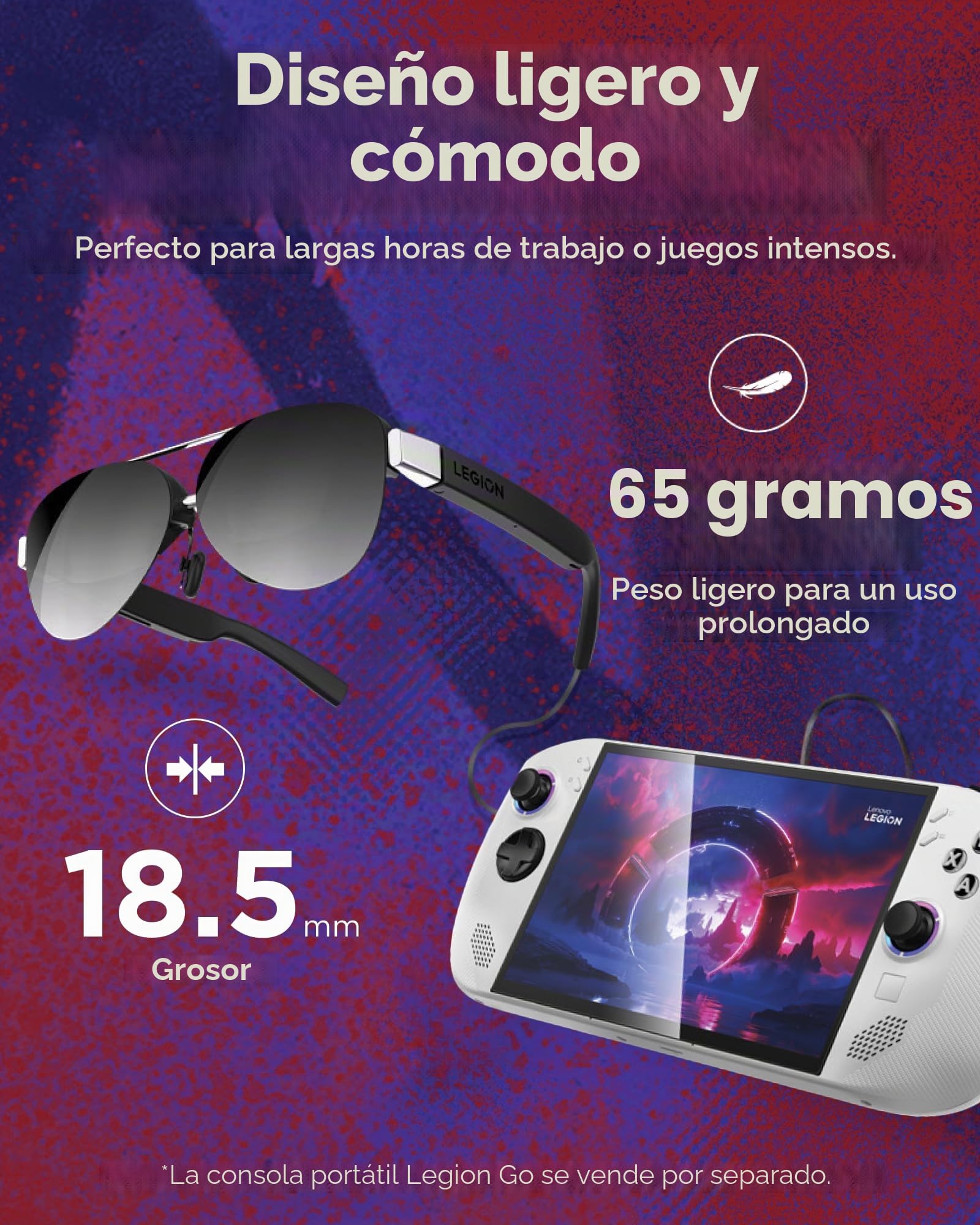 Lenovo Legion Glasses Gen 2 - Monitor Personal Micro OLED para Juegos y películas, Pantalla FHD 60Hz Plug and Play, Dispositivos Legion Go y USB-C, Audio de Alta fidelidad y privacidad