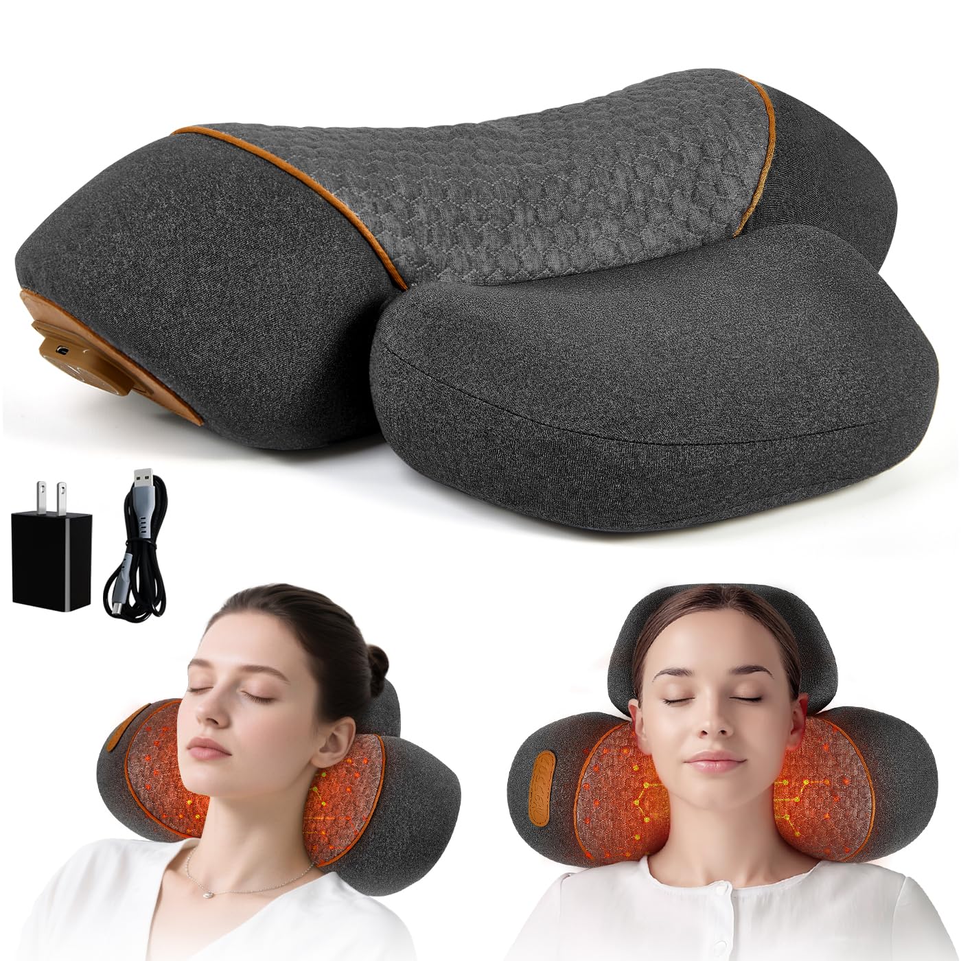 3 in-1 Cordless Neck Massager Pillow with Heat, Vibration & Traction thumbnail 6