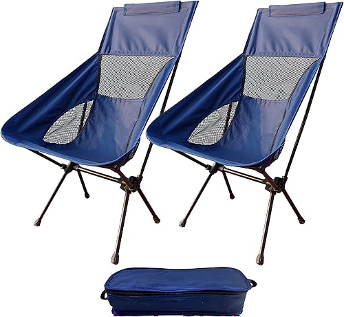 RGZOCT Silla de camping ligera con respaldo alto silla plegable portátil con rodamiento de 300 libras para senderismo playa picnic pesca juego de 2