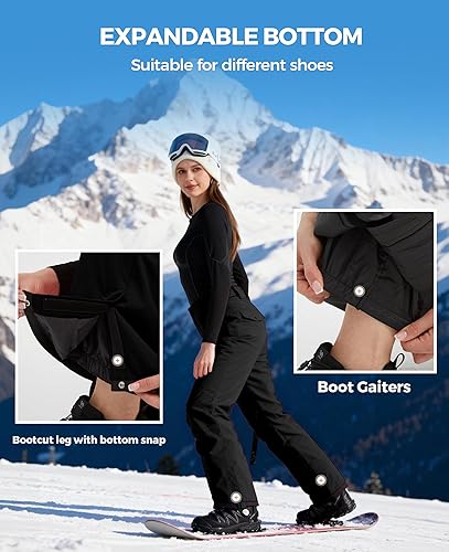Miniatura 5 de Wantdo Pantalones de esquí impermeables con aislamiento de montaña para mujer, pantalones cargo para invierno y exteriores
