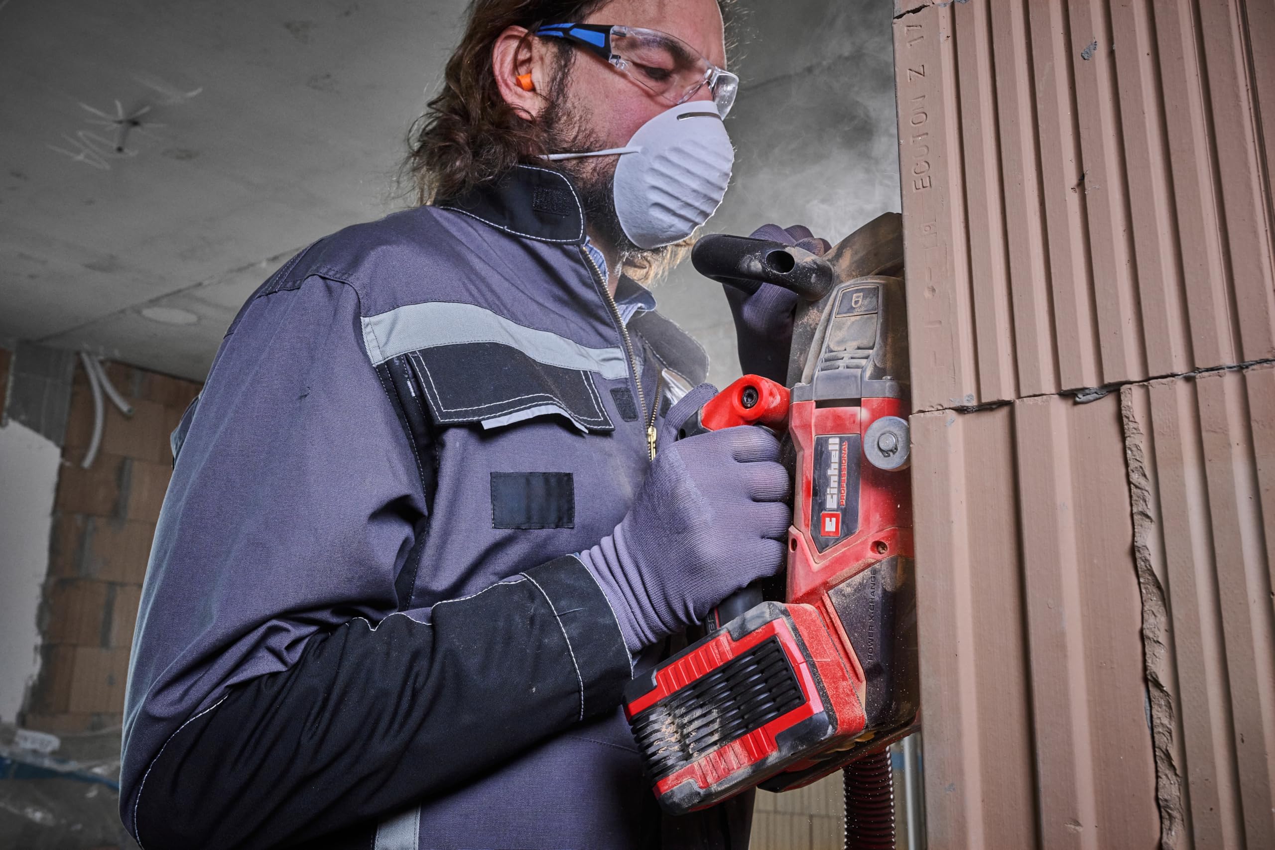 Einhell Professional Akku-Mauernutfräse TP-MA 36/30 Li BL - Solo Power X-Change (36 V, 1500 W, Schnittbreite bis 30 mm, Schnitttiefe bis 30 mm, inkl. 2x Diamant-Trennscheiben)