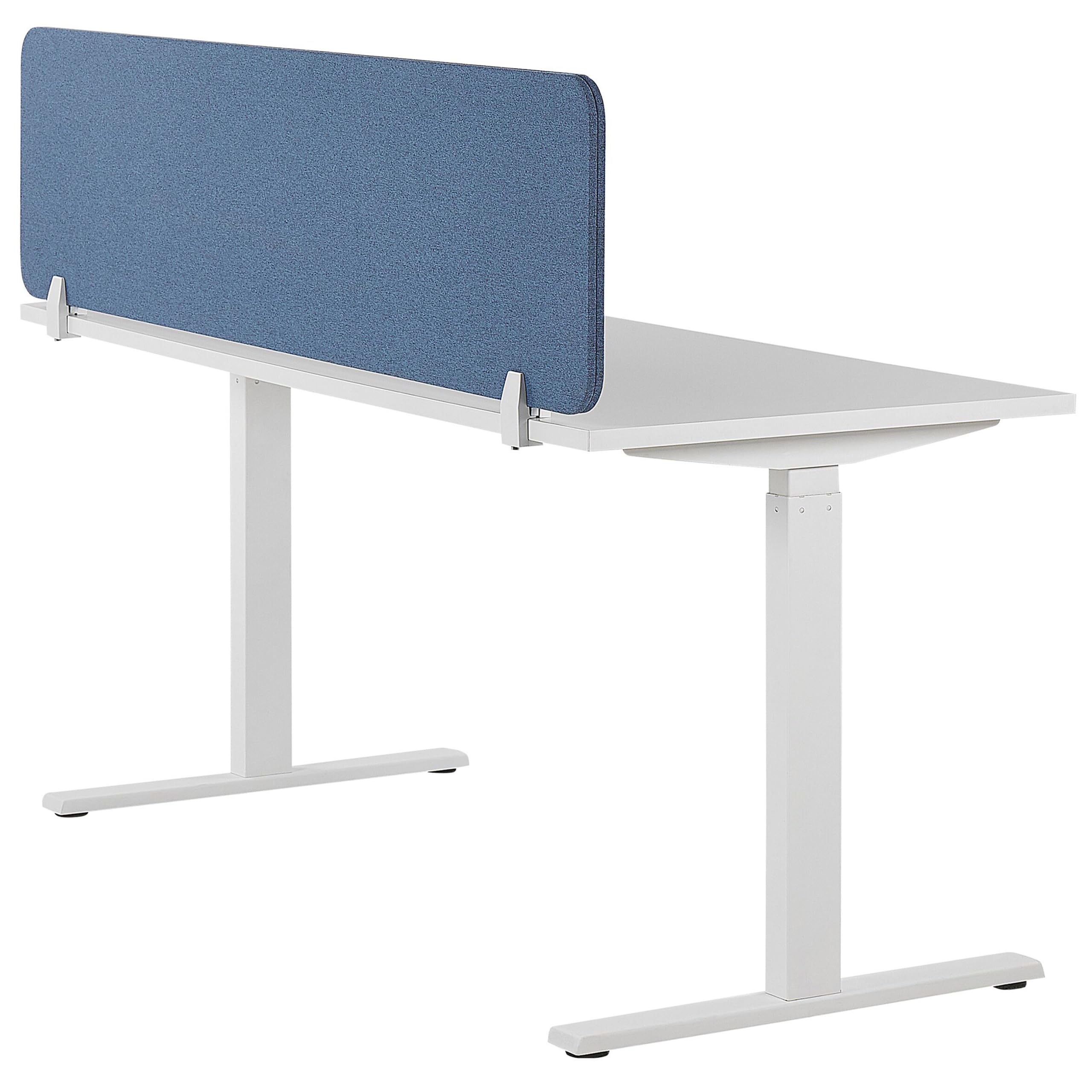 Beliani Séparateur Cloison Acoustique de Bureau et Table Bleu 160 x 40 cm Réduit Le Bruit et Les Distractions Visuelles Idéal pour Le Open Space