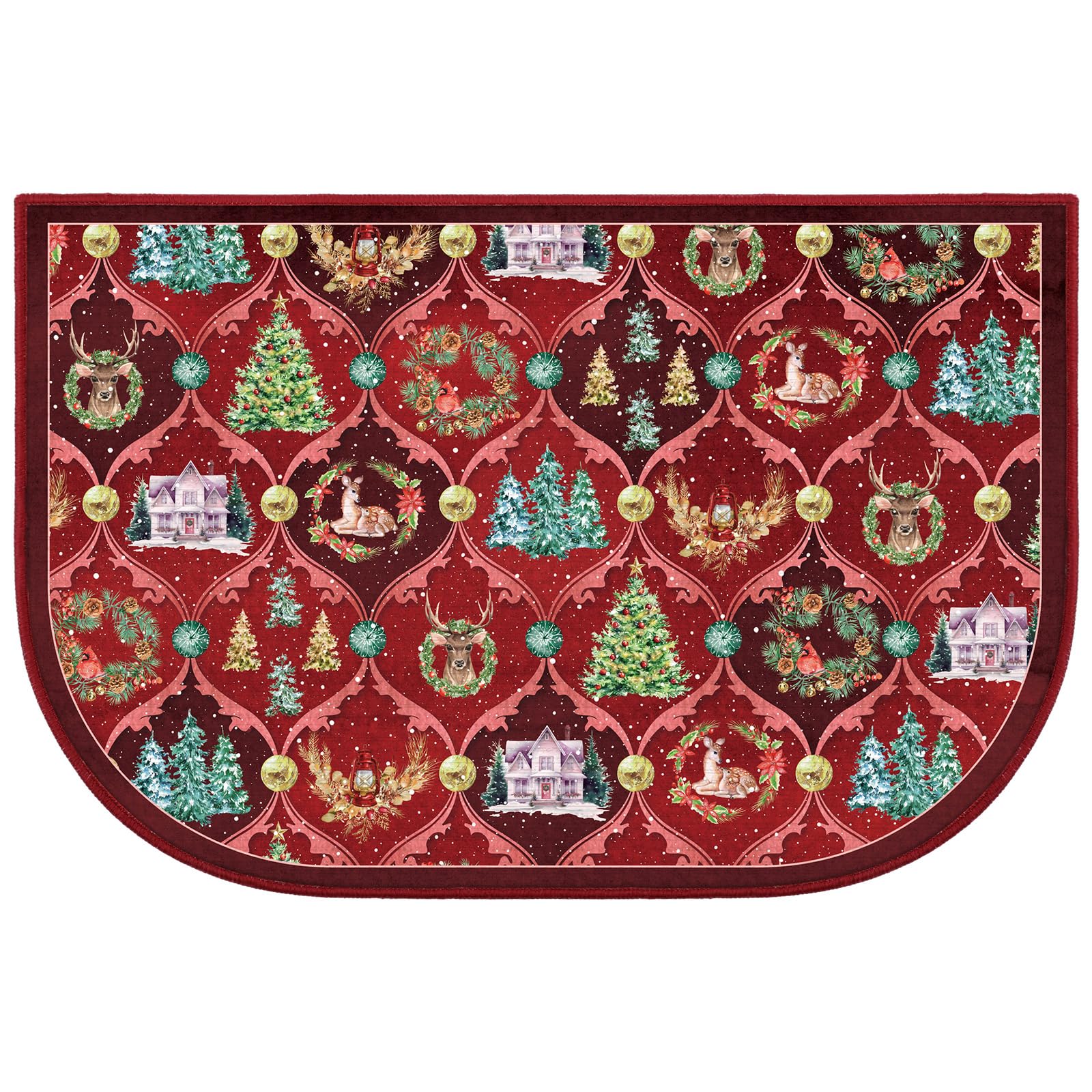 Demissle Fireplace Hearth Rug Fireplace Mats Cabin Southwestern Fireproof Fire Resistant Rug for Wood Stove Floor for Kitchen Indoor Outdoor(Christmas Trellis,24 x 36 Inch) — image 1