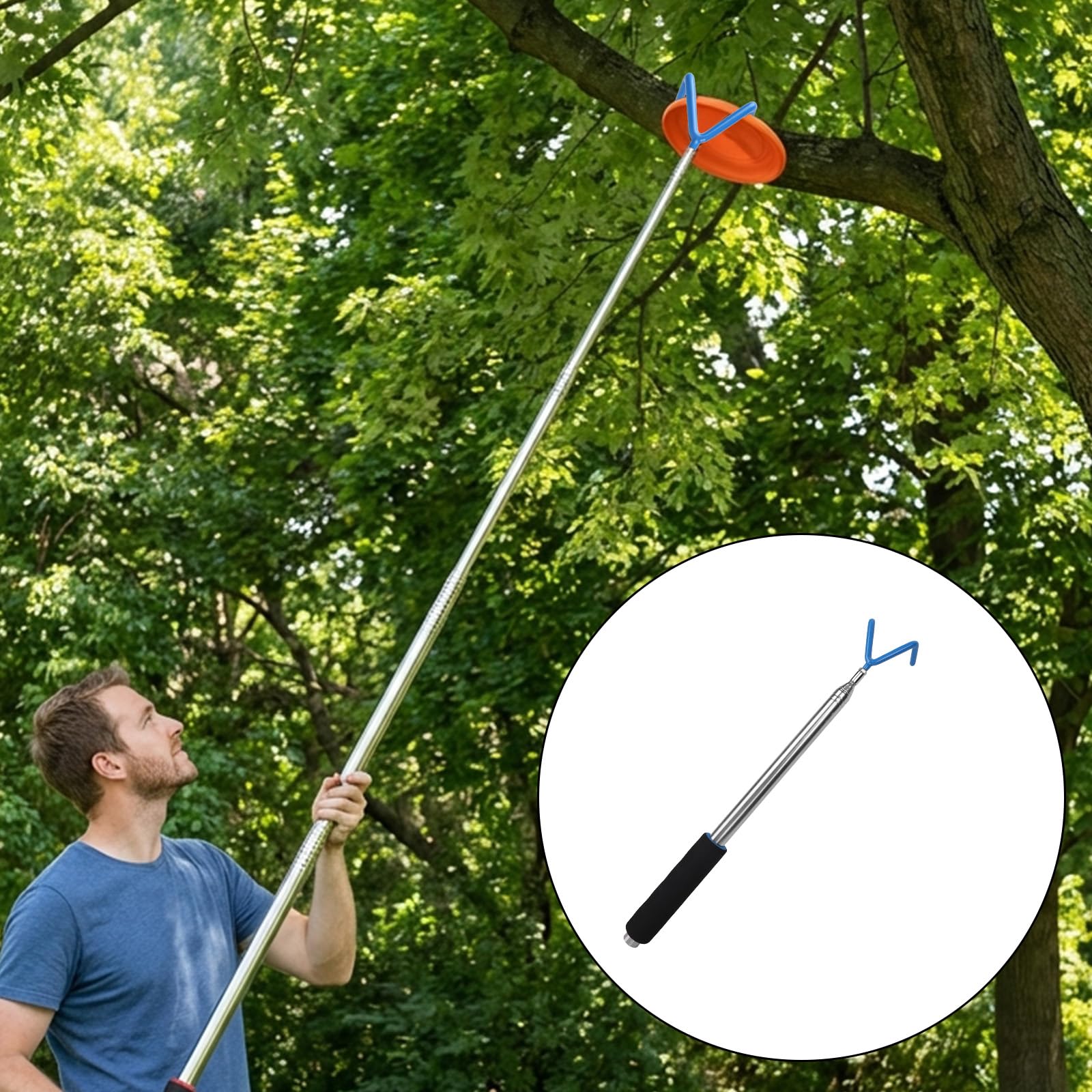 Outil Télescopique Préhensible Barre Magnétique avec 2 Crochets Aimant, 300cm Perche Extensible Pousser Tirer Préhenseur Fils Récupérateur Disque Golf Zones Difficiles D'accès