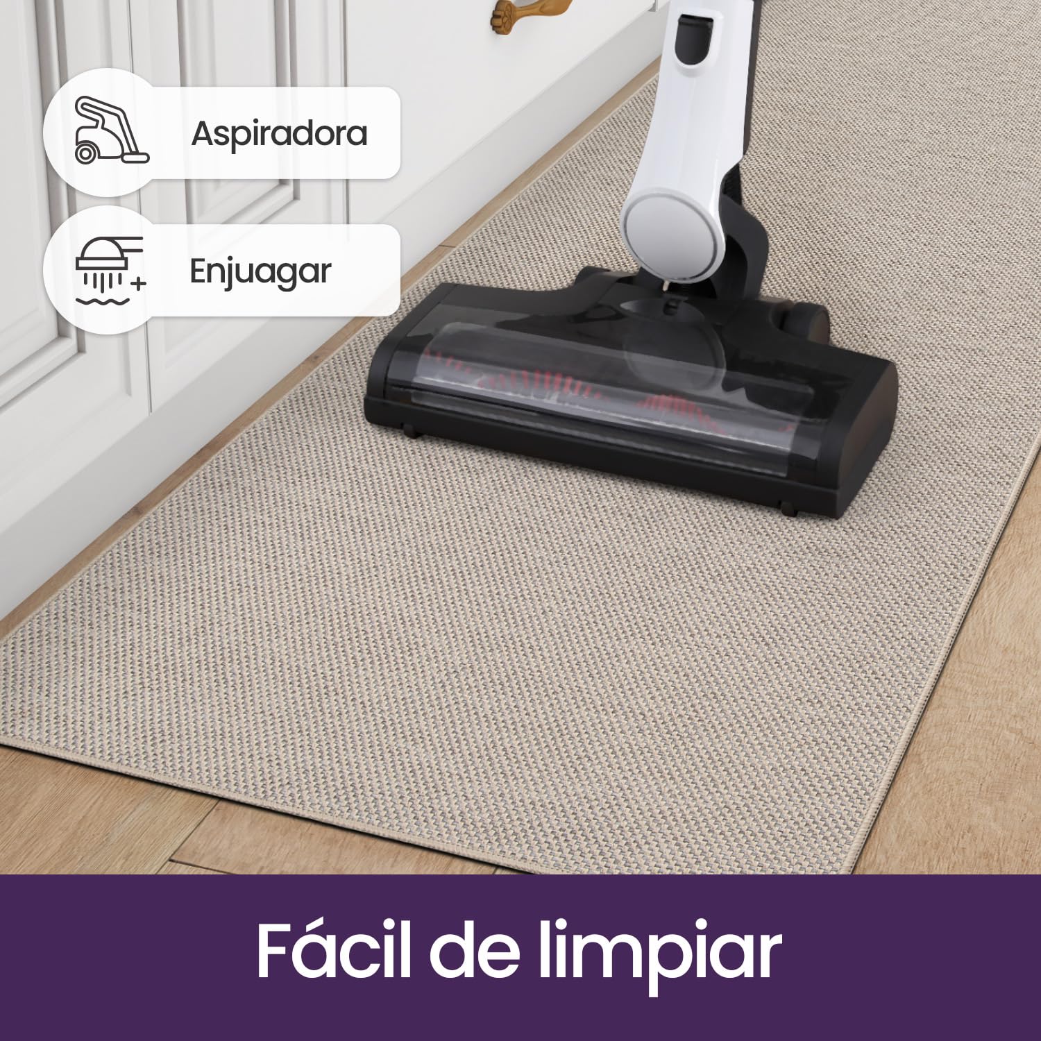 DEXI Alfombra Cocina Lavable Antideslizante, Juego de 2 Alfombrillas Absorbentes de Aceite y Agua, Alfombras Pasillo para Salón, Lavadero, 43x75cm + 43x150cm, Beige