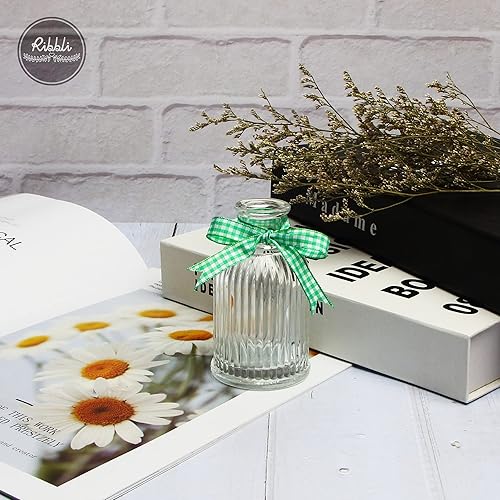 Miniatura 3 de Ribbli Cinta a cuadros verde esmeralda y blanca, borde tejido 100% poliéster, 38 pulgadas x 10 yardas, cinta a cuadros para envolver regalos,