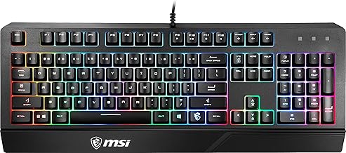 MSI Gaming Backlit RGB Dedicated Hotkeys Anti-Ghosting Water Resistant Gaming Keyboard (Vigor GK20 US), Black
