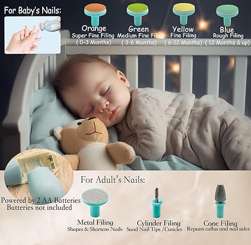 Miniatura 4 de Royal Angels Juego de recortador de uñas eléctrico 21 en 1 (verde) y 2 piezas 4 en 1 limpiador de nariz, uñas y oídos (azul y rosa)