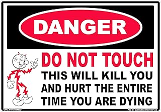 Danger Do Not Touch This Kills You Safety Decal Unlimited Electrical High Voltage Electrocution Warning Hazard Label Sticker Decal, Self Adhesive Vinyl, Peel & Stick, Red, White, Black, Made in Texas