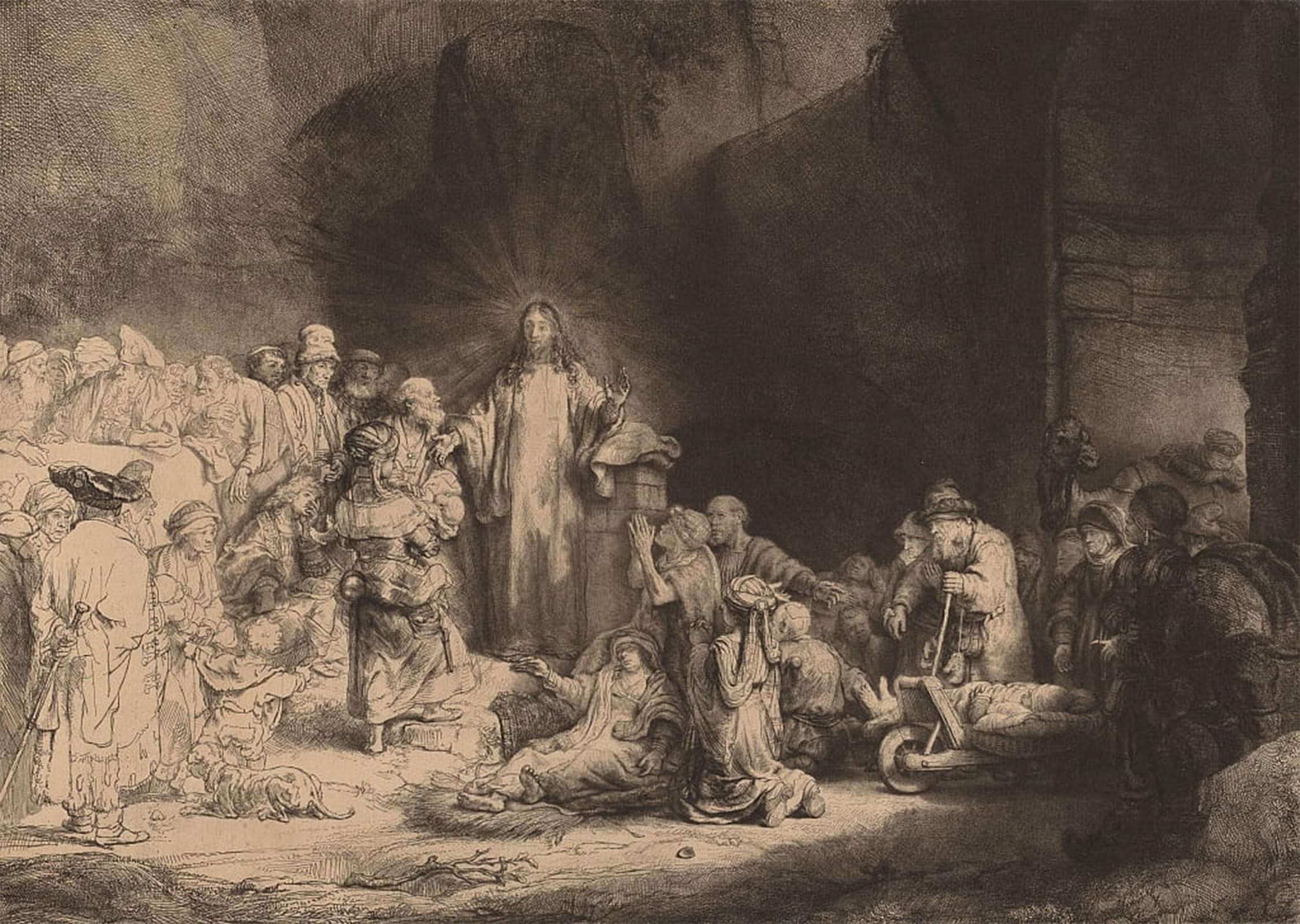 SERENDIPITP Abstract Painting Mural Print Picture Wall Decor Painting Christ preaching the hundred guilder print by Rembrandt van Rijn Vintage Wall Artwork for Home Decor 60x90cm