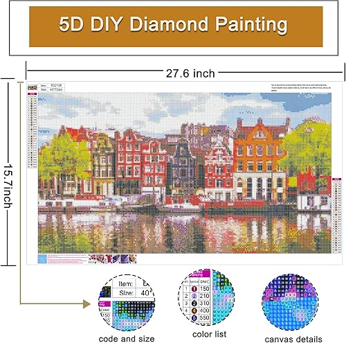 Miniatura 70 de Yunnuo Kits de arte de diamantes para adultos, pintura de diamantes de playa con luz de luna para principiantes, pintura de taladro completo