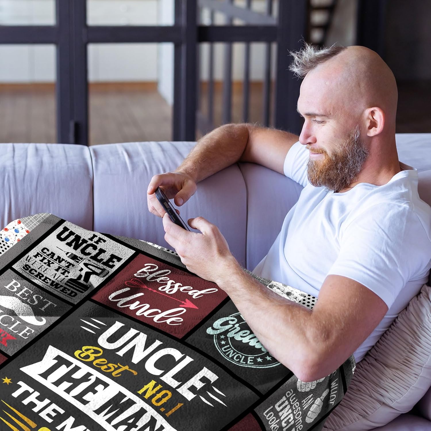 Uncle Gifts - Gifts for Uncle - Uncle Birthday Gifts from Niece - Best Uncle Ever Gifts - Birthday Gift for Uncles from Nephew - Funny Uncle Gift Throw Blanket 60"X 50" - Image 2