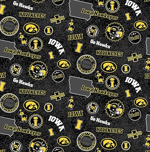 University of Iowa Hawkeyes Fabric – Officially Licensed University of Iowa Cotton Quilting Fabric by Sykel Enterprises, Precut Yardage for Sewing & Crafts Home