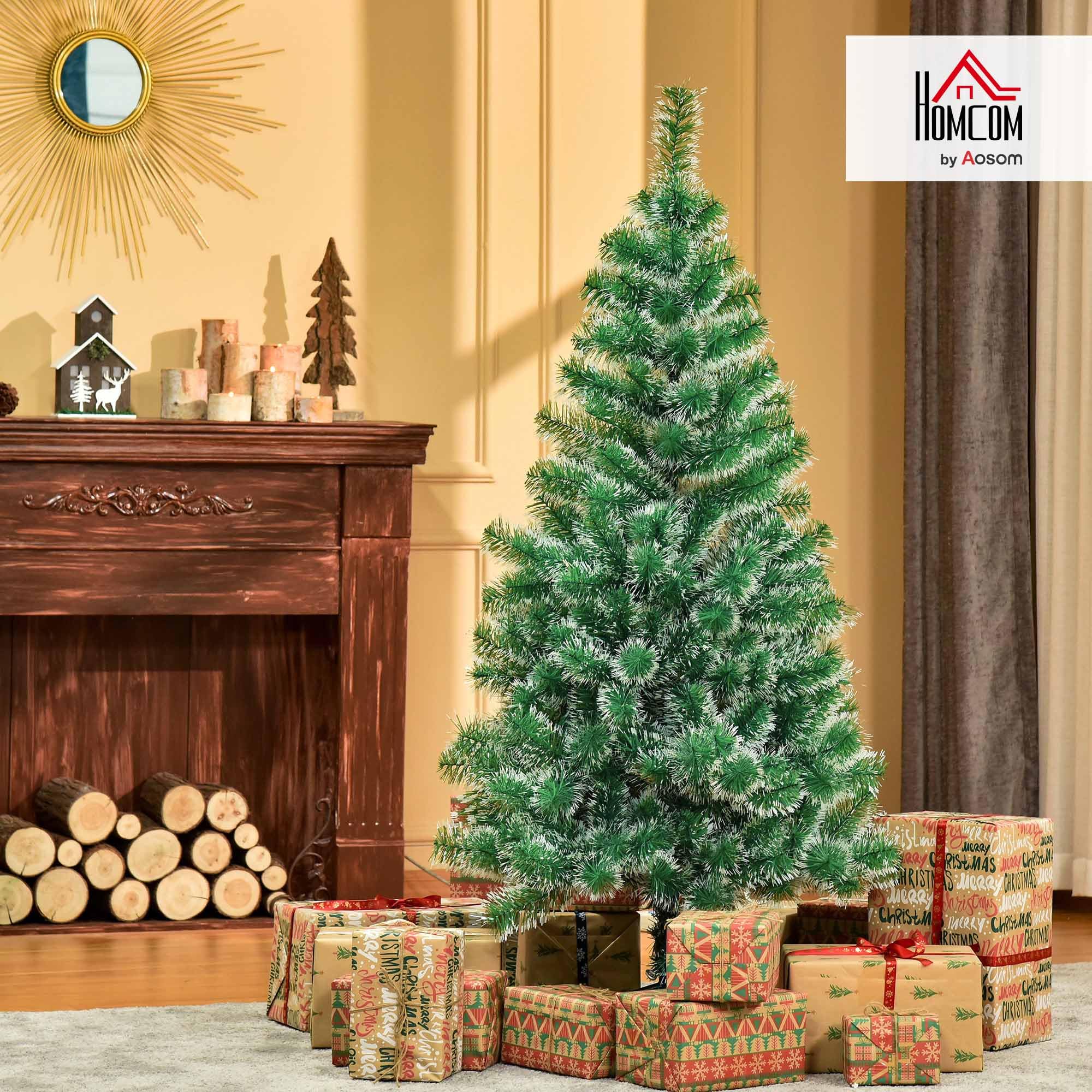 HOMCOM Árbol de Navidad Artificial 150 cm con 416 Ramas Hojas de Pet y Soporte de Metal Decoración Navideña para Interior Salón Fiestas Ø75x150 cm Verde