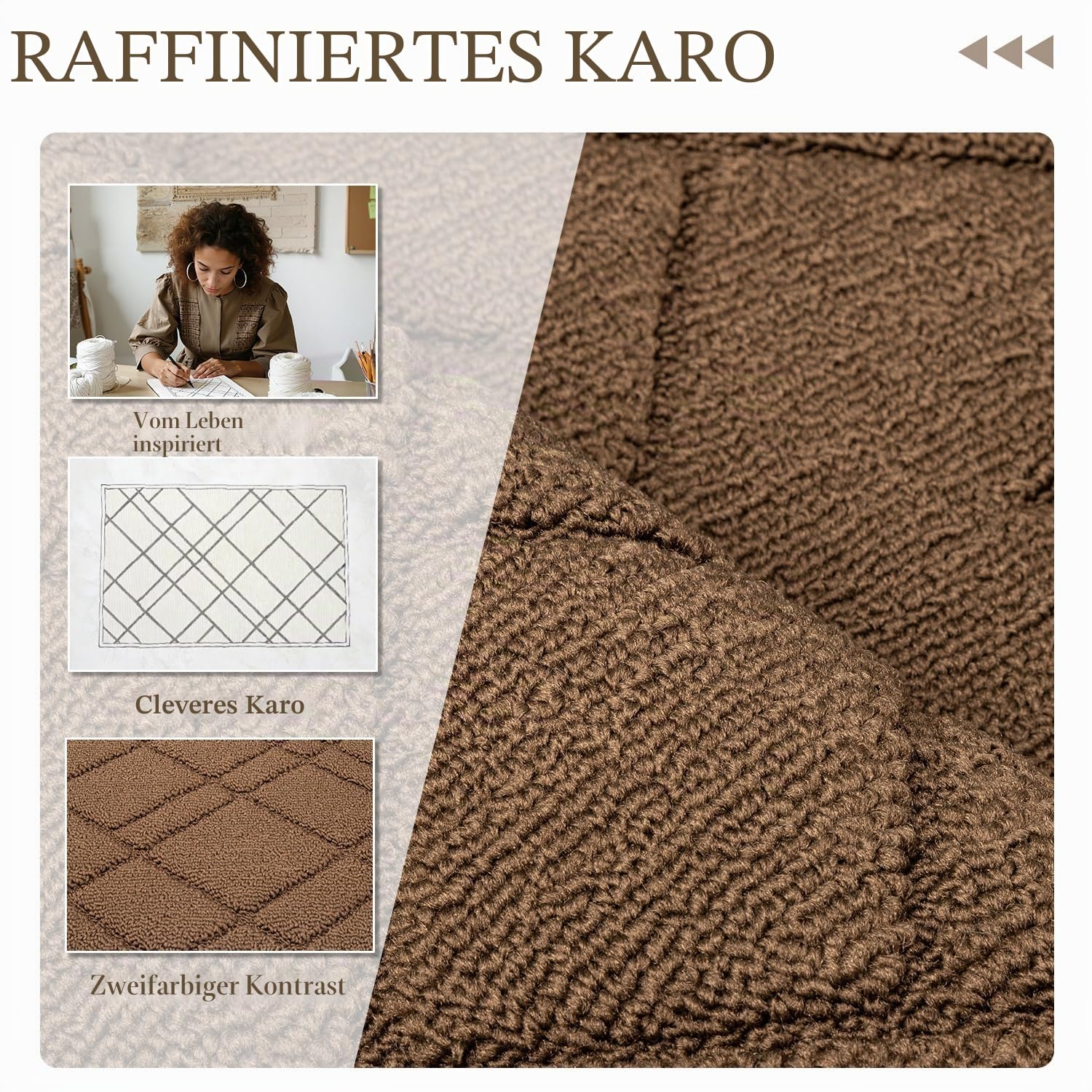 Biscpro Schmutzfangmatte Innen 80x120cm Maschinenwaschbare Fußabtreter Fußmatte Linienmuster rutschfest Eingangsteppich Fussmatte,Türmatte für Küchen,Eingang,Haustür&Flur-Braun
