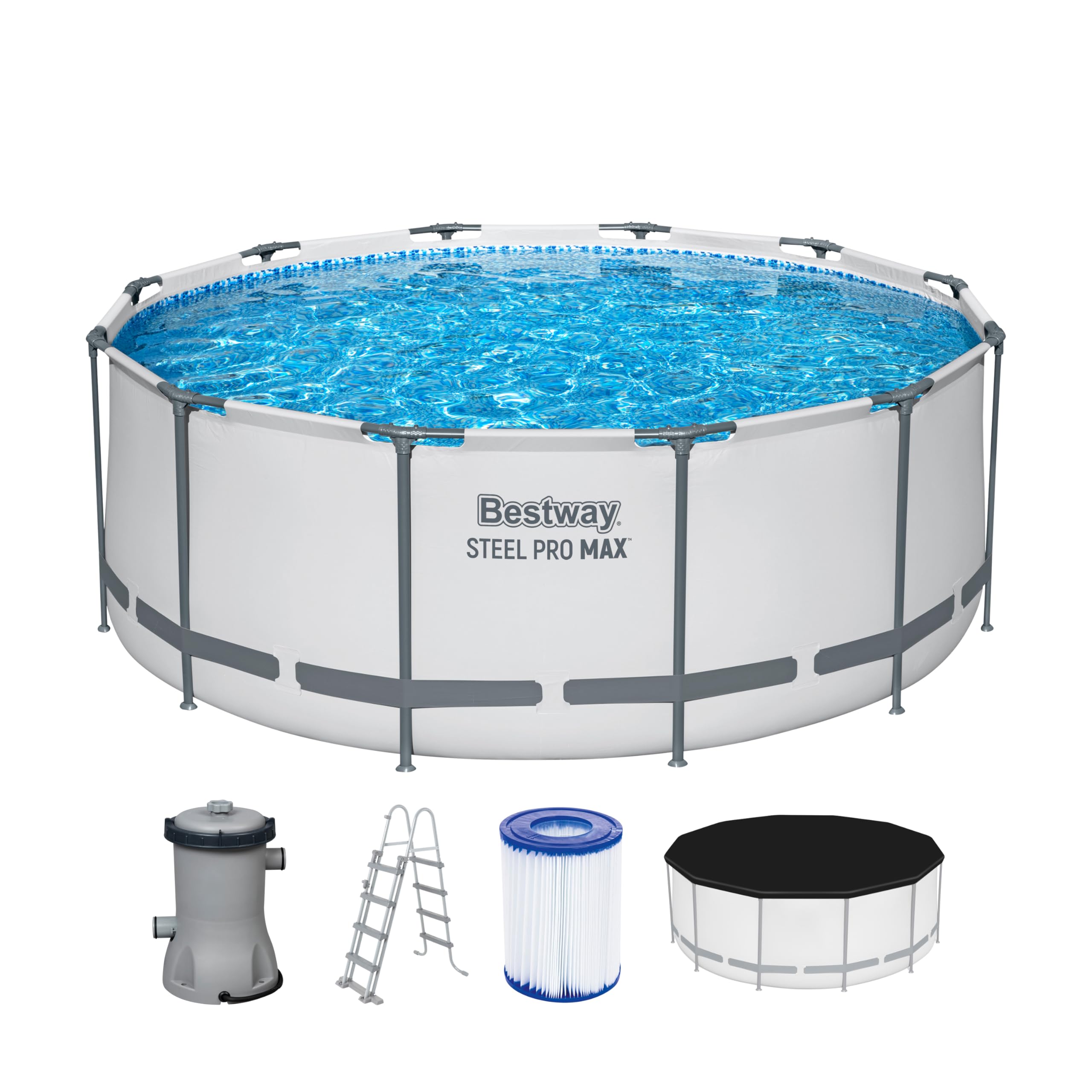 Bestway 56420 Set Piscina Fuori Terra Steel Pro MAX Rotonda da 366x122 cm