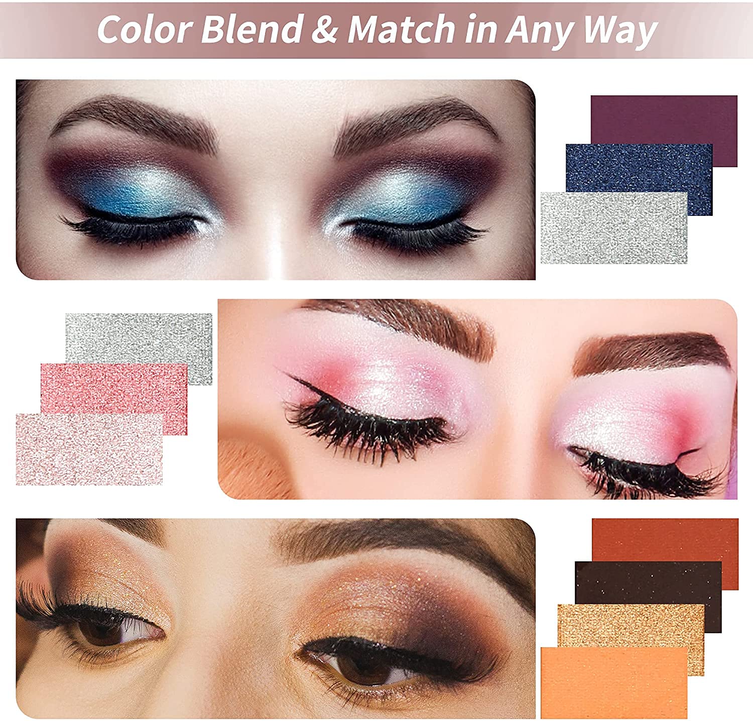 Amazon | 50色のアイシャドウパレット、5個のメイクアップブラシセット