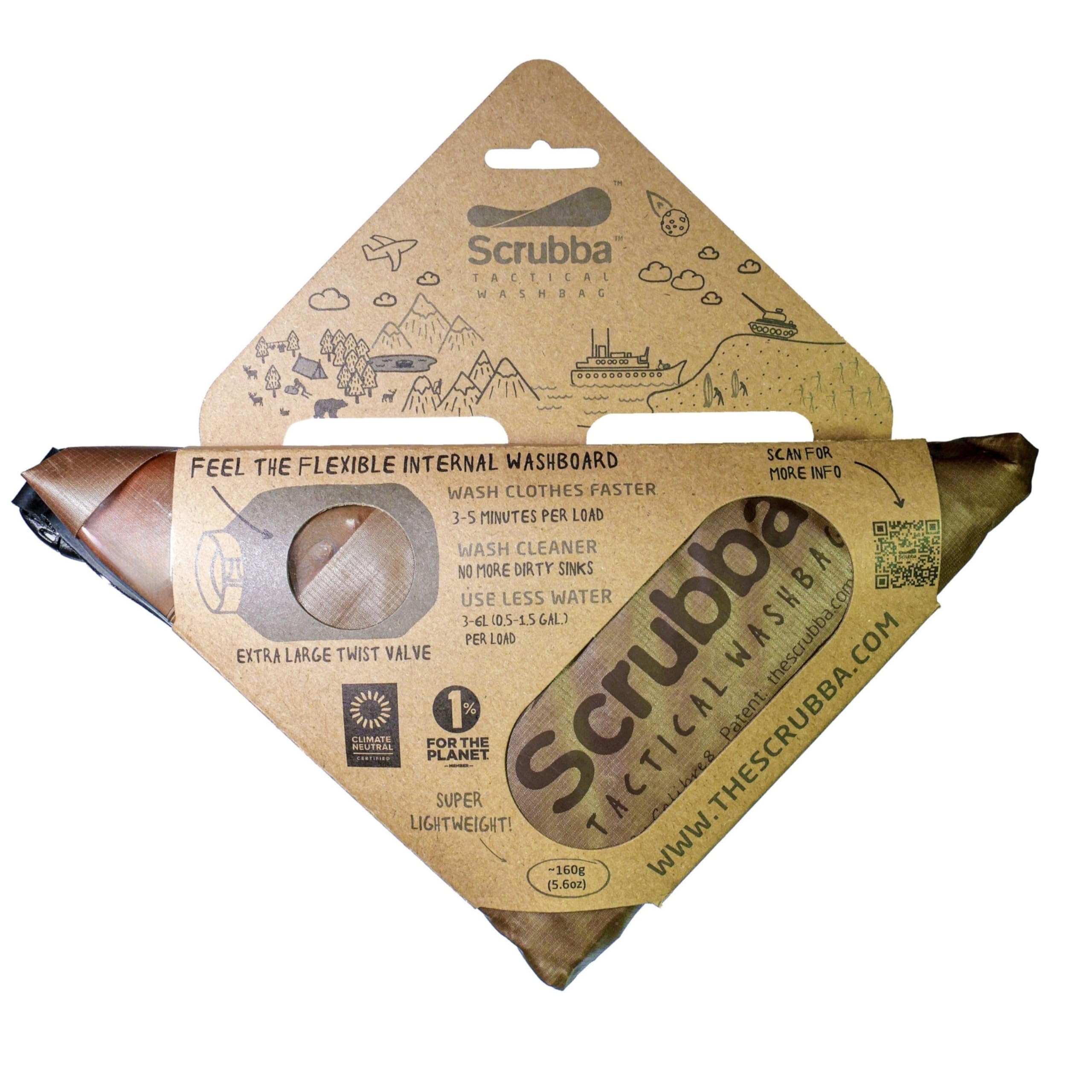 Scrubba TACTICAL Waschbeutel – Tragbare Waschmaschine für Reisen, Outdoor, Camping, Kleidung – 160g