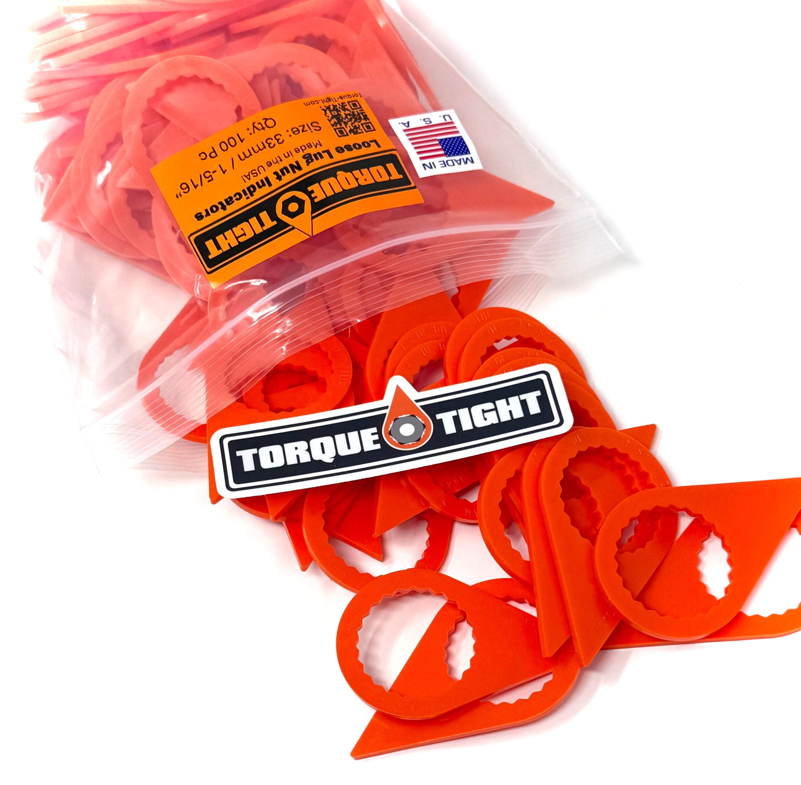 33mm Loose Lug Nut Indicators – 10pc Pack – Made in USA (Orange, Wholesale)