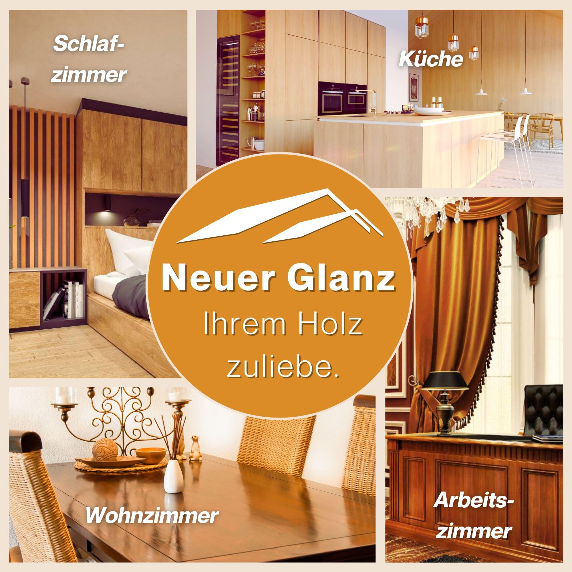TIMBERINO Pflegeset Neupol Hell Holzöl [500ml] Pflegeöl für Holzmöbel innen Echtholz Furnier [Holzöl+Öltuch+Pinsel+Handschuh] Möbelpolitur Holz Möbelpflege Holz