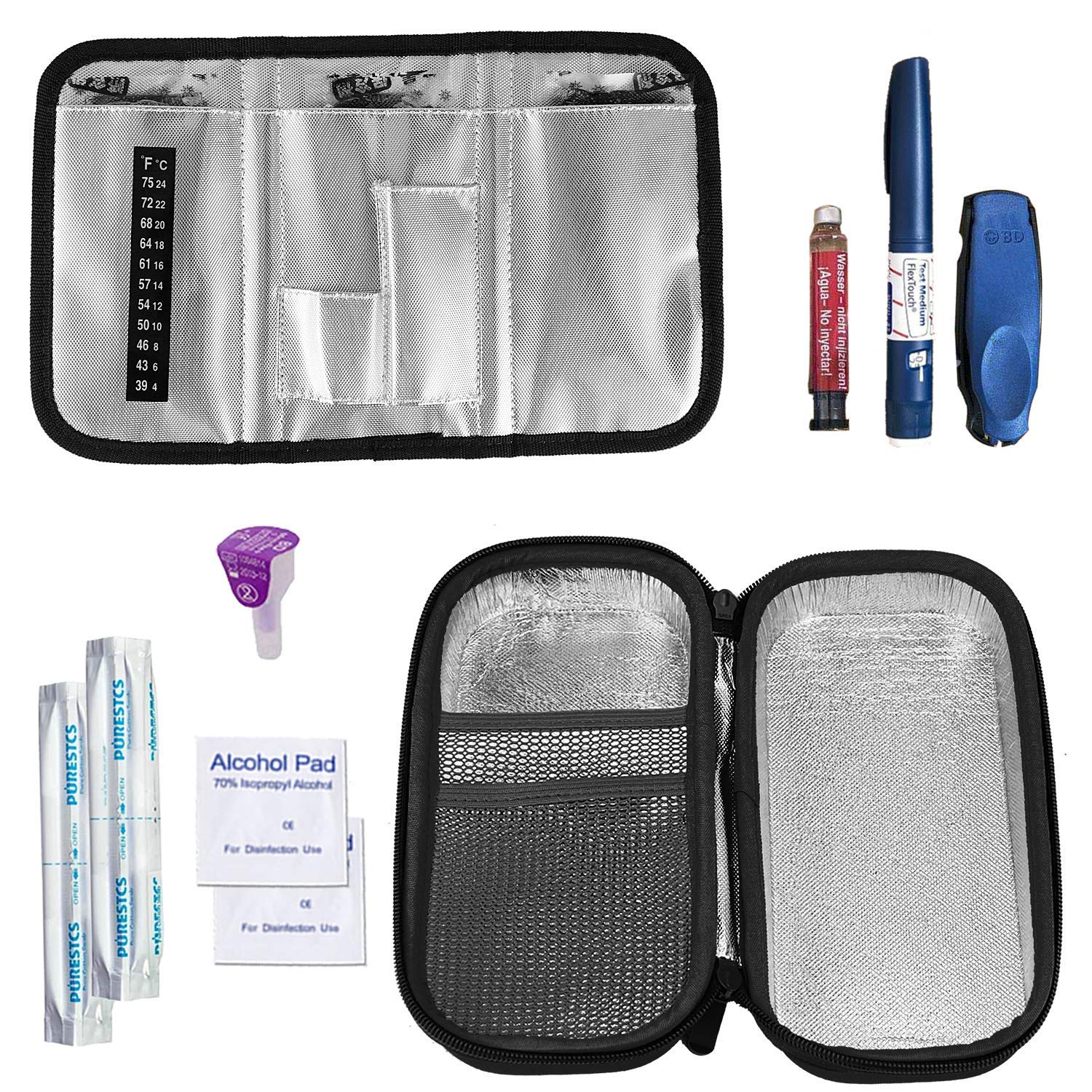 Insulin Carrying Case EVA Insulin Cooler Bag Diabetic Travel Bag Waterproof Temperature Display