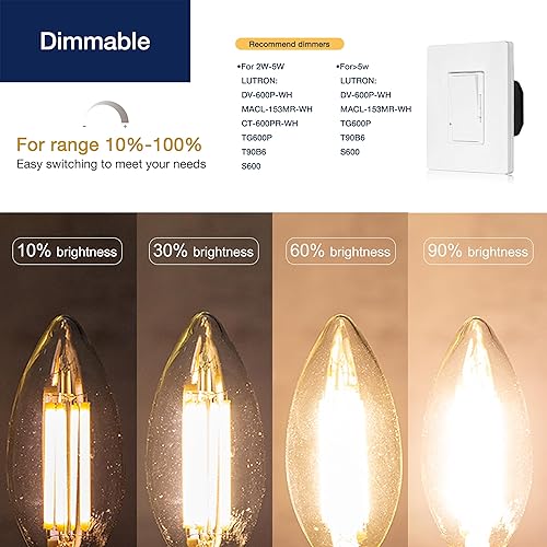 Miniatura 6 de FLSNT Bombillas de candelabro regulables equivalentes a 60 W, base E26 B11, lámpara LED B11, 2700 K blanco suave, paquete de 6