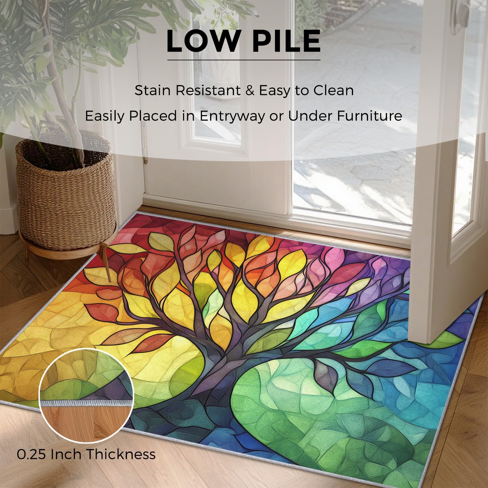 Générique Tapis Arbre Abstrait 60x90, Lavable Poils Ras