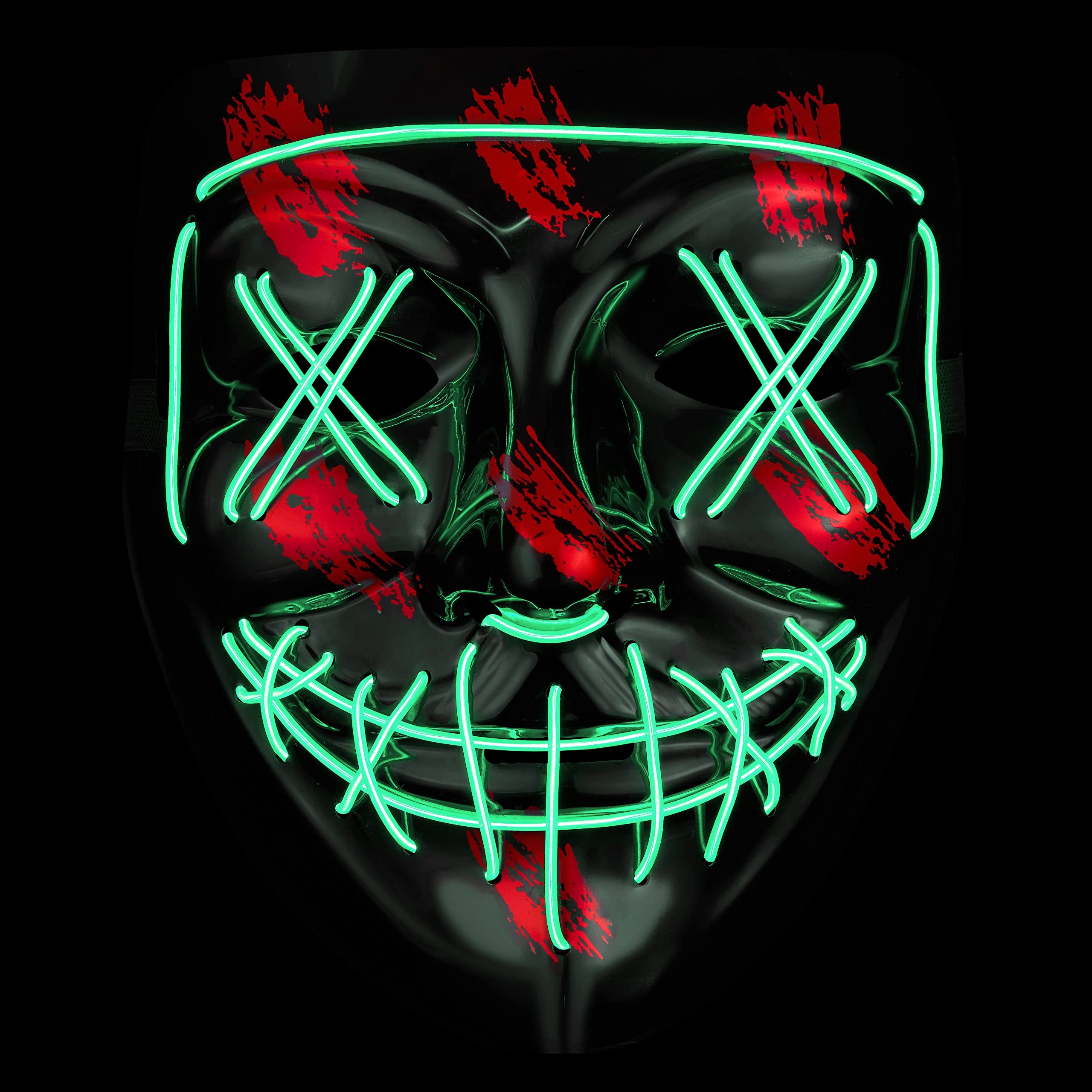 Balinco LED mask with 3 light modes - perfect for techno DJ, Green - Image 2