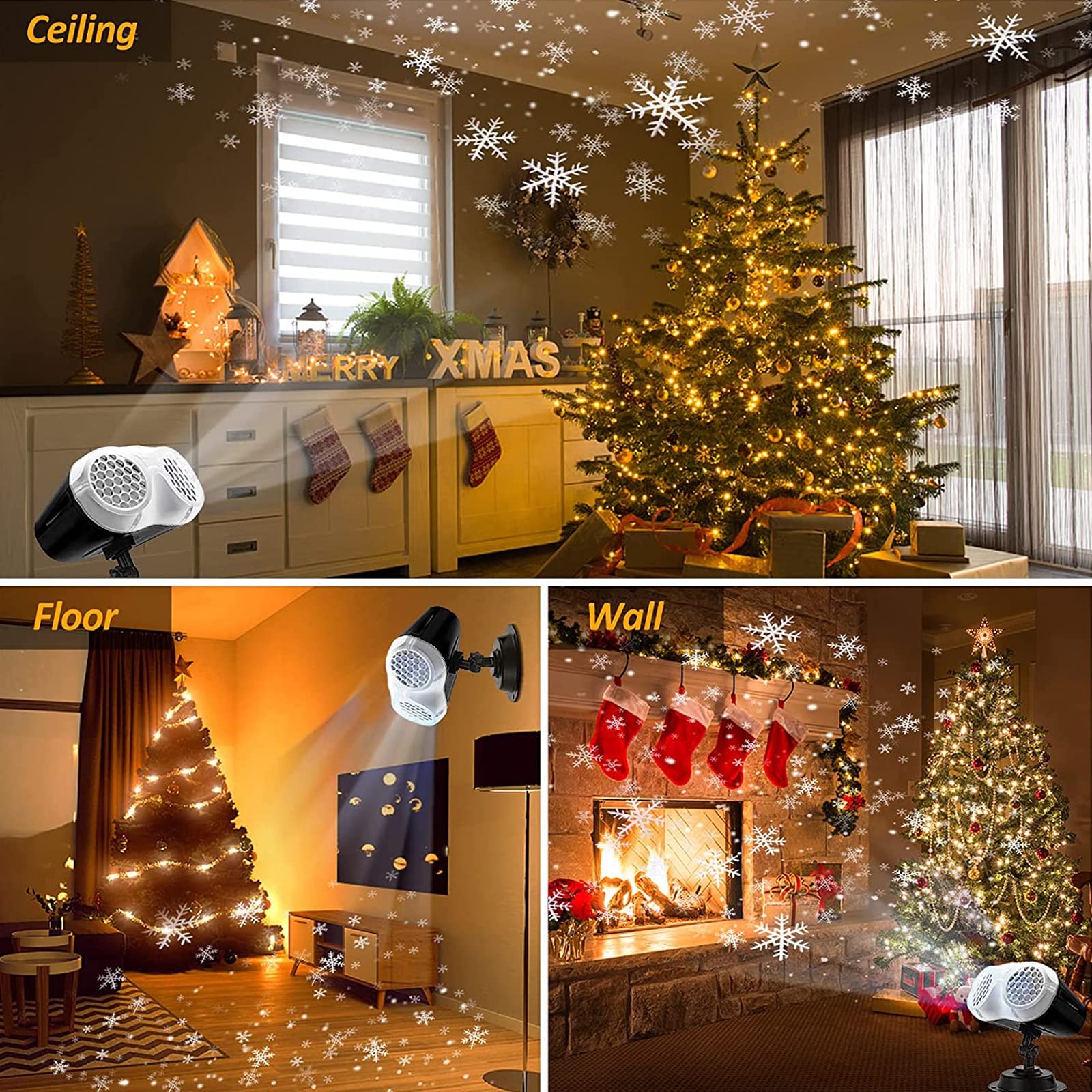 Lumières de projecteur de Noël, projecteur de lumière LED de Flocon de Neige, lumières de projecteur de Noël intérieures/extérieures étanches pour Le Festival de fête de Mariage de décoratio