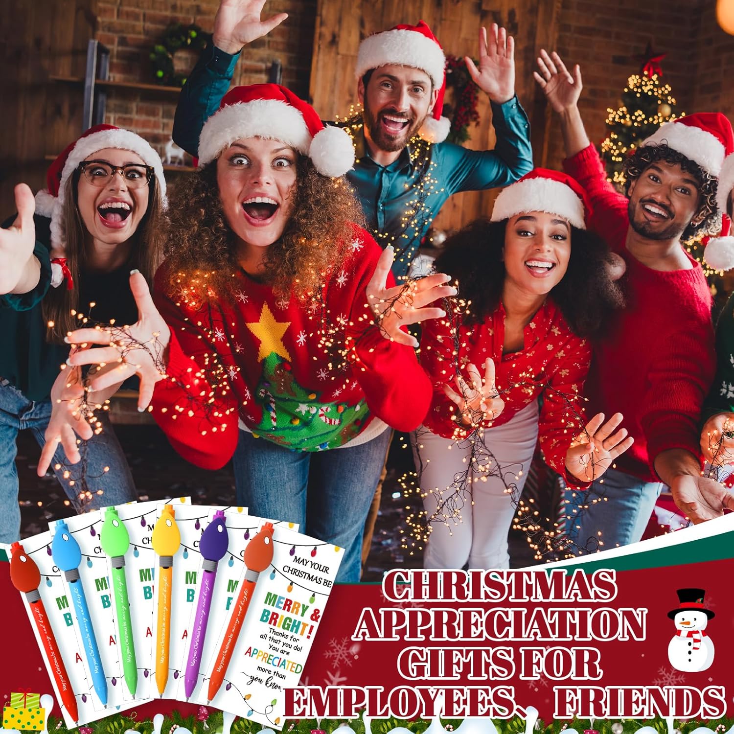 48 Set Christmas Pen Bulk Christmas Appreciation Gifts Set for Employee Staff Coworker Xmas Bulb Inspirational Greeting Cards Thank You Gifts for Adults Nurse Office Volunteer - Image 5