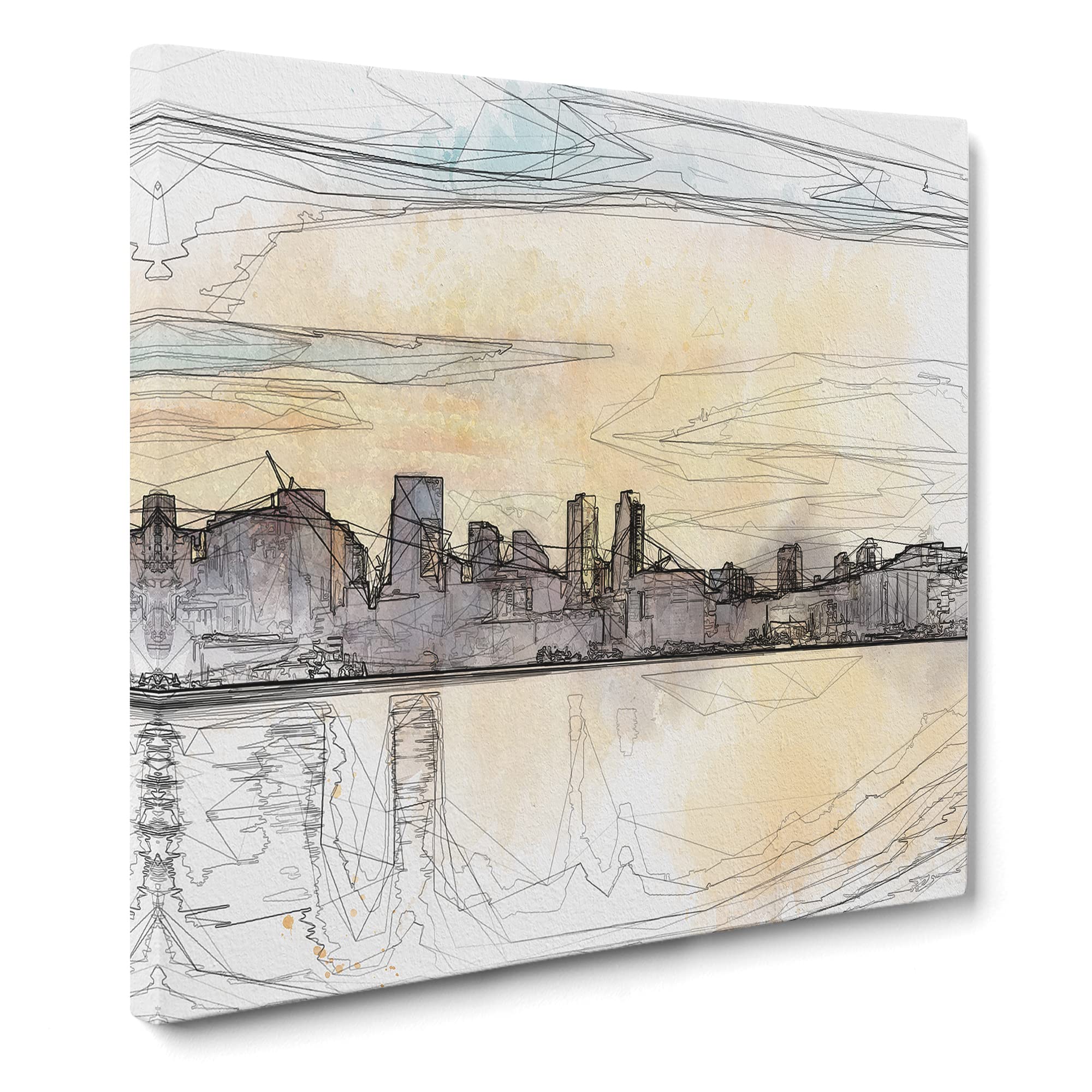 Reflection of the Seattle Skyline Canvas Print, Mixed, 35L x 35W cm