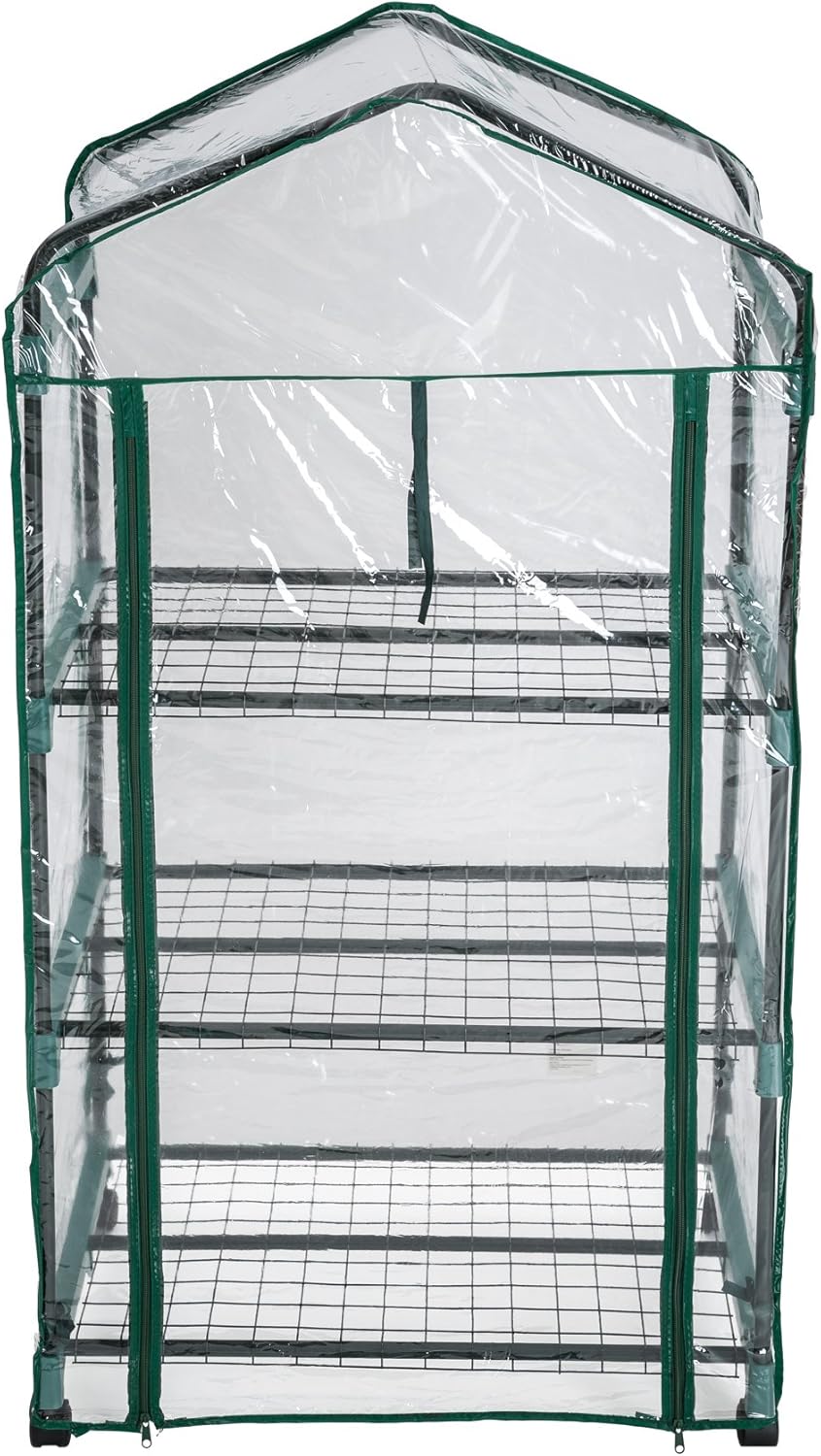 Greenhouse frame assembly showing poles and connectors