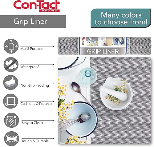 Miniatura 6 de Con-Tact Brand Grip Classic - Forro no adhesivo para estantes, gabinetes y cajones, 12 pulgadas x 5 pies, aleación, 6