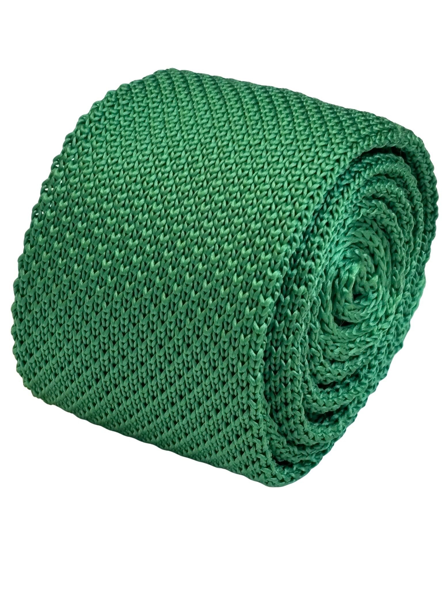 Frederick Thomas Men’s Emerald Green Knitted Tie with Slim 5cm Width and 147cm Length Tailored Elegance and Stylish Finish Necktie Ideal for Formal and Semi-Formal Wear