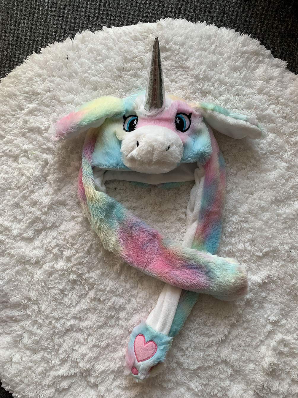 Mordarli Unicorn Hat Plush Bunny Hats Caps with Ears Moving Jumping Pop Up