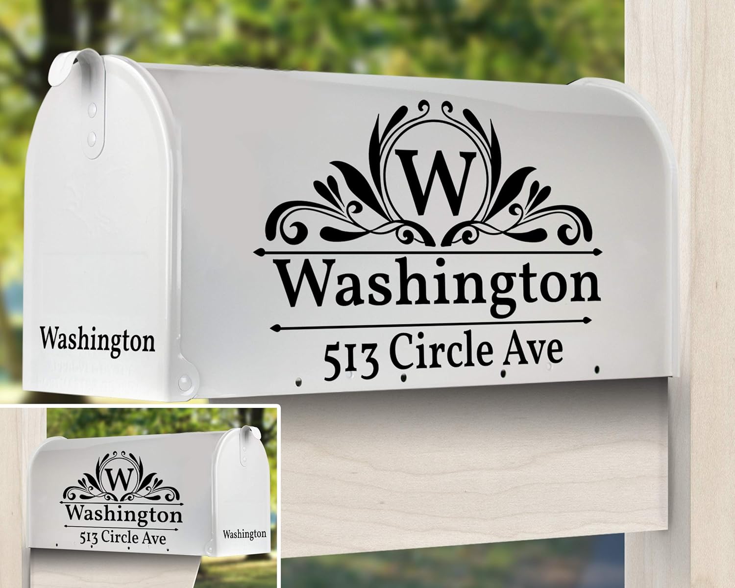 Set of 6 Custom Mailbox Decals, Personalized Last Name Stickers - for Outside Waterproof, Vinyl Decals - by Cus2mize Mailbox, DN4 (Black)
