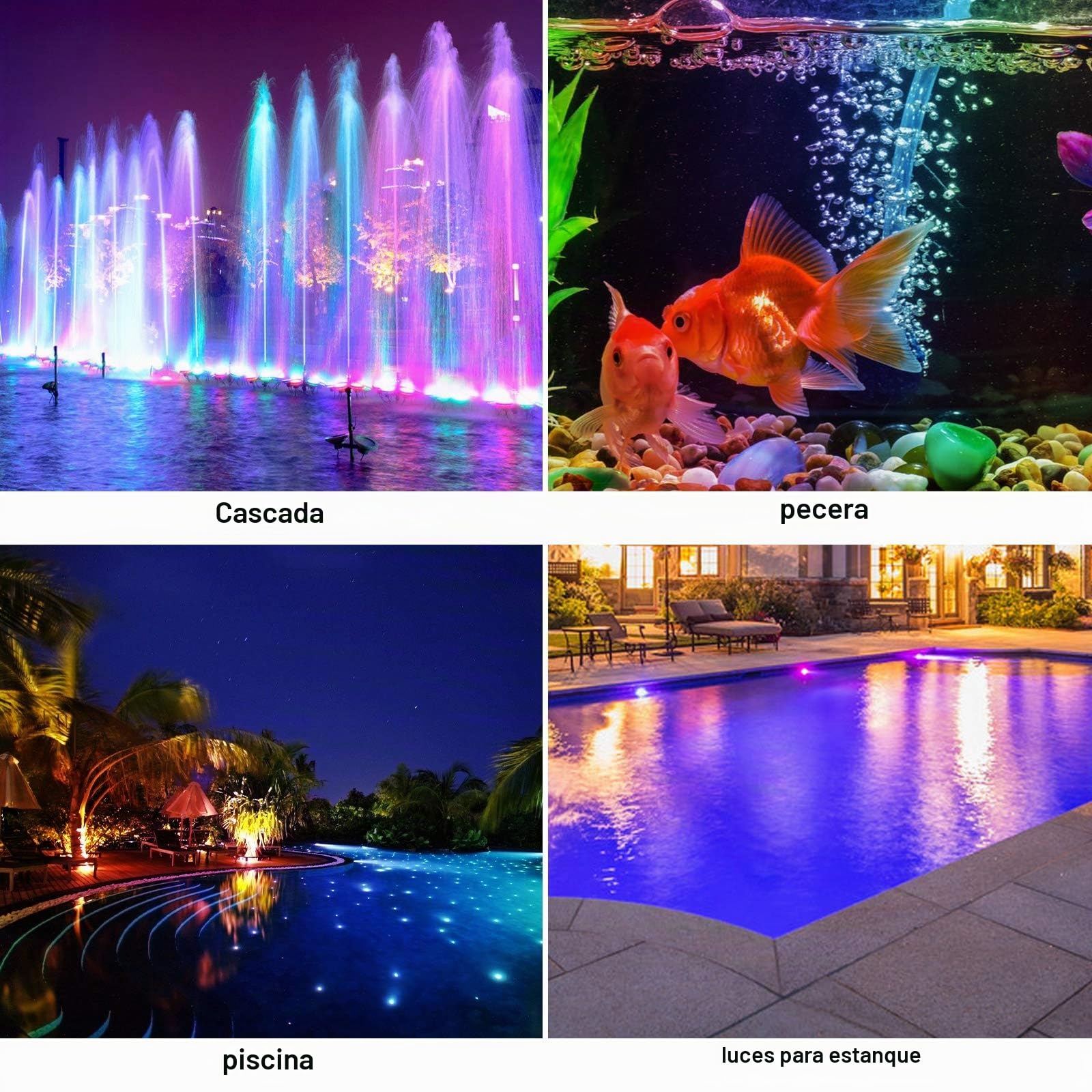 Iluminación solar para estanque, foco solar RGB, foco sumergible para exterior, luces sumergibles ajustables, cambio de color RGB, IP68, resistente al agua (RGB5) (RGB 5 Luz)