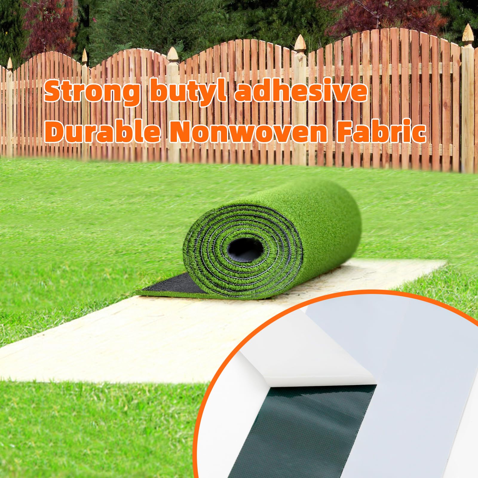 QILIMA Nastro di Giunzione per Erba Artificiale, 15CM x 15M Autoadesivo del Nastro Erboso Fissaggio del Nastro Sintetico per Cuciture per Prati per Collegare 2Pz di Moquette in Erba Finta