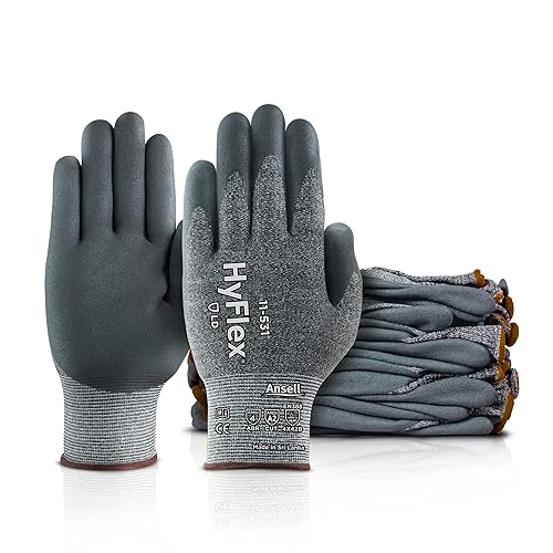Miniatura 1 de Ansell HYFLEX 11-531 - Guantes industriales de nailon y elastano resistentes a cortes con palma de nitrilo de espuma para fabricación, automotriz,